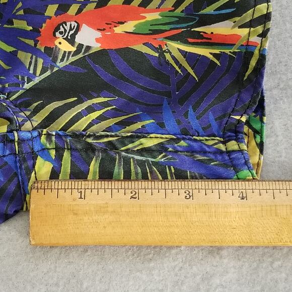 Native Youth Swim Shorts Mens 36 Blue Tropical Parrot Print Drawstring Trunks - Picture 10 of 15